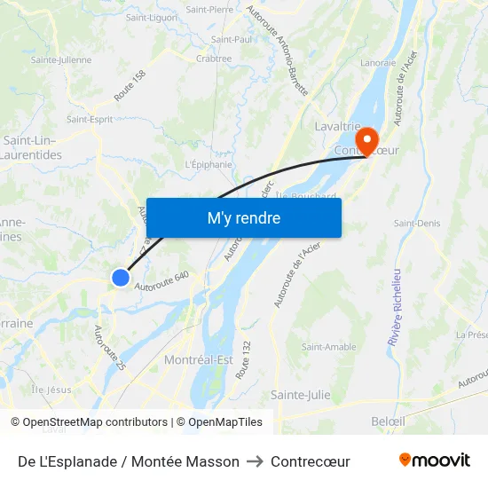 De L'Esplanade / Montée Masson to Contrecœur map