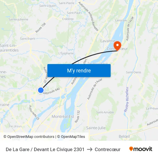De La Gare / Devant Le Civique 2301 to Contrecœur map