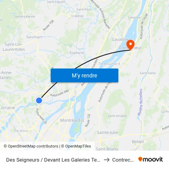 Des Seigneurs / Devant Les Galeries Terrebonne to Contrecœur map