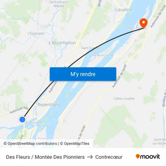 Des Fleurs / Montée Des Pionniers to Contrecœur map