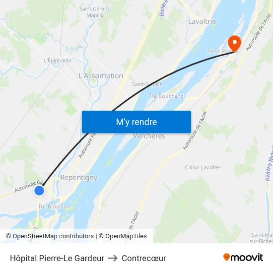 Hôpital Pierre-Le Gardeur to Contrecœur map