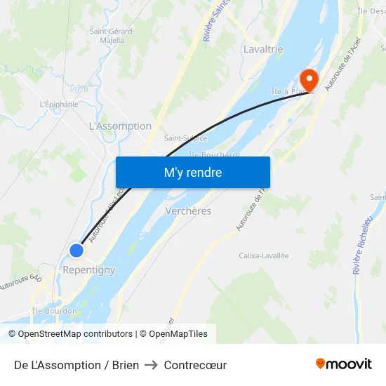 De L'Assomption / Brien to Contrecœur map