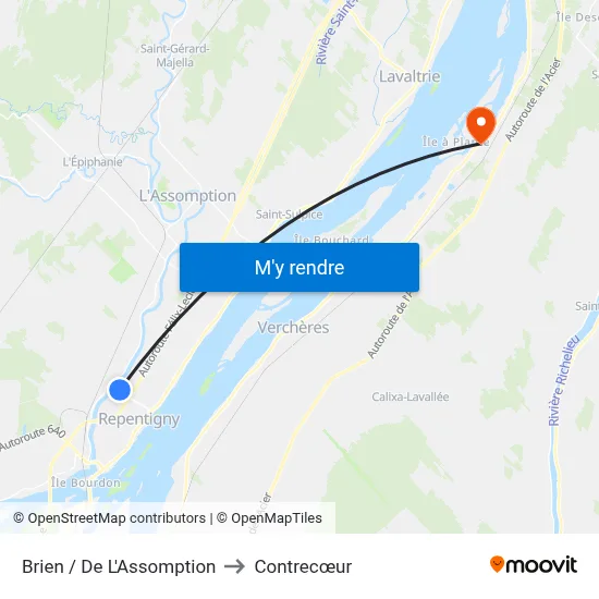Brien / De L'Assomption to Contrecœur map