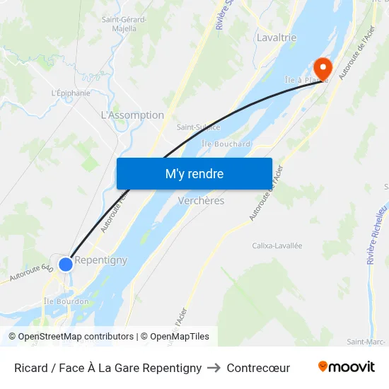 Ricard / Face À La Gare Repentigny to Contrecœur map