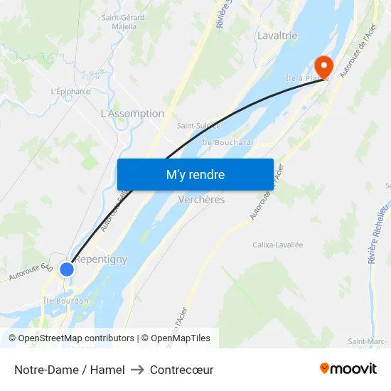 Notre-Dame / Hamel to Contrecœur map