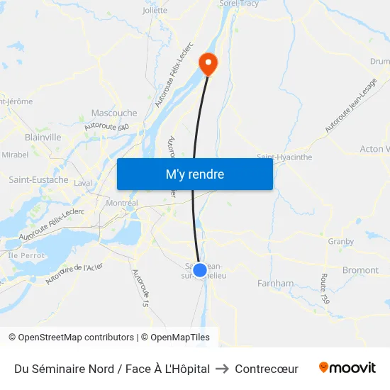 Du Séminaire Nord / Face À L'Hôpital to Contrecœur map