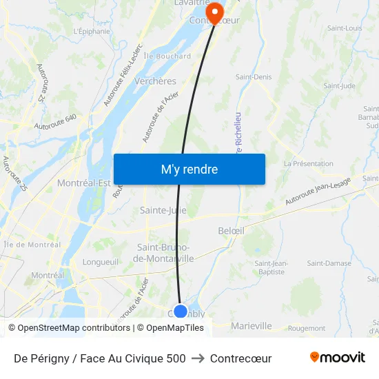 De Périgny / Face Au Civique 500 to Contrecœur map