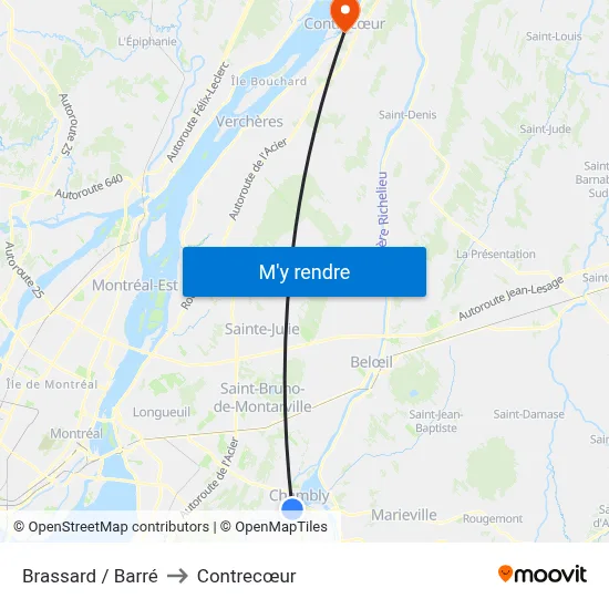 Brassard / Barré to Contrecœur map