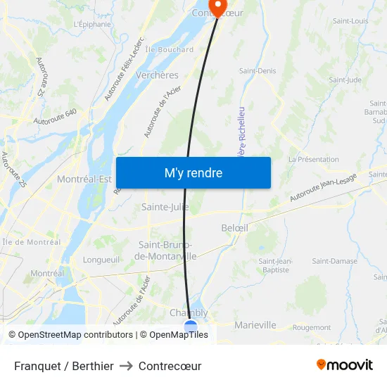 Franquet / Berthier to Contrecœur map