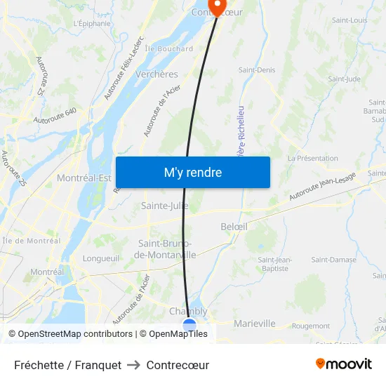 Fréchette / Franquet to Contrecœur map