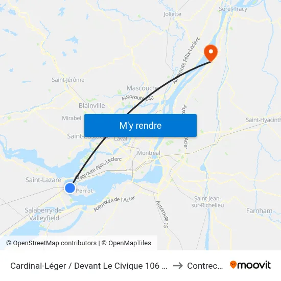 Cardinal-Léger / Devant Le Civique 106 (Tabagie) to Contrecœur map
