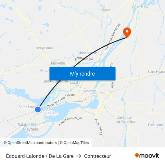 Édouard-Lalonde / De La Gare to Contrecœur map