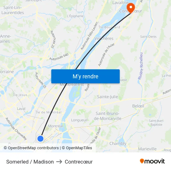 Somerled / Madison to Contrecœur map