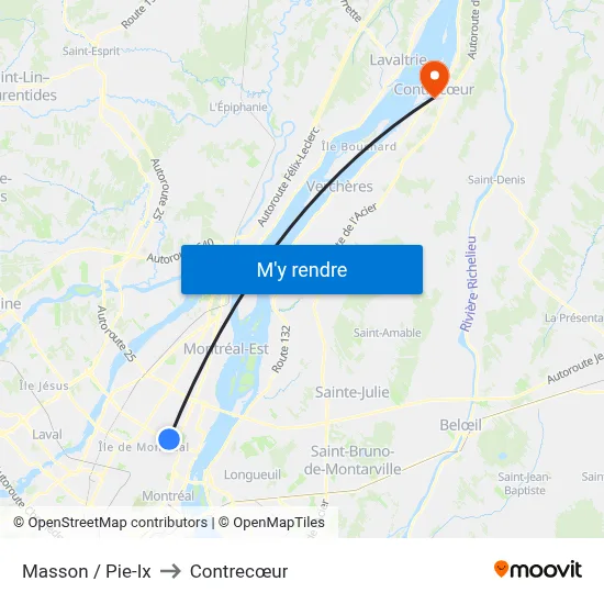 Masson / Pie-Ix to Contrecœur map