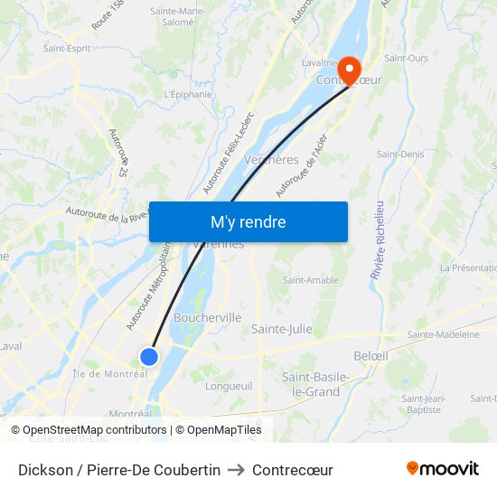 Dickson / Pierre-De Coubertin to Contrecœur map