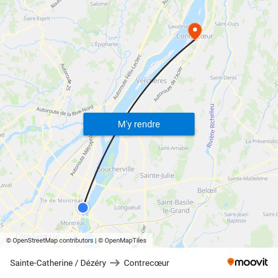 Sainte-Catherine / Dézéry to Contrecœur map