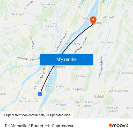 De Marseille / Boutet to Contrecœur map
