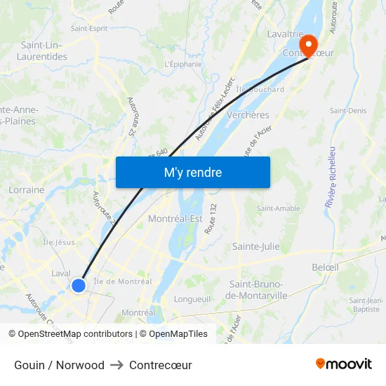 Gouin / Norwood to Contrecœur map