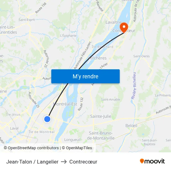 Jean-Talon / Langelier to Contrecœur map