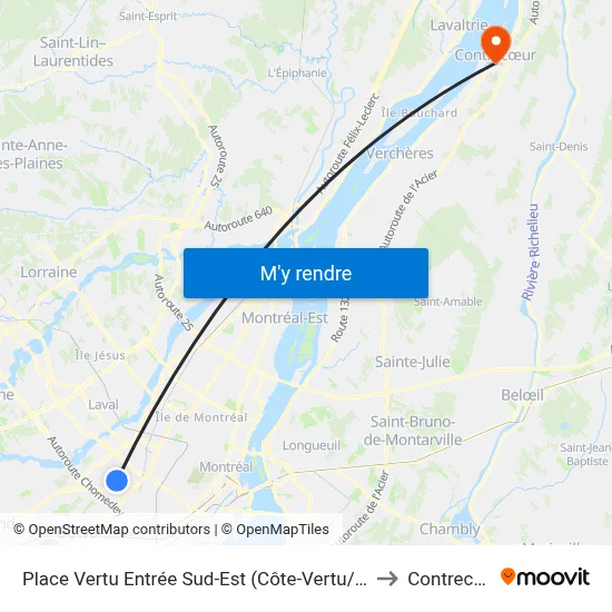 Place Vertu Entrée Sud-Est (Côte-Vertu/No 3131) to Contrecœur map