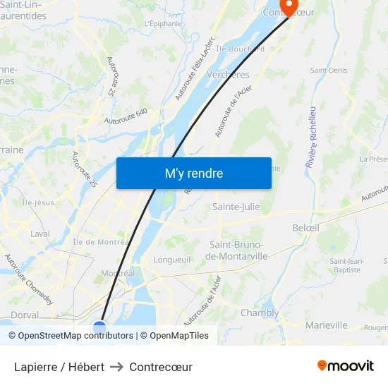 Lapierre / Hébert to Contrecœur map