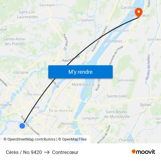 Cérès / No 9420 to Contrecœur map