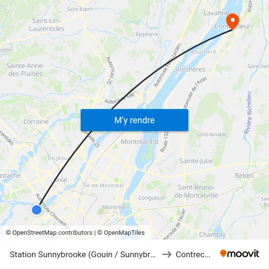 Station Sunnybrooke (Gouin / Sunnybrooke) to Contrecœur map