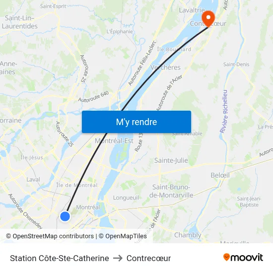 Station Côte-Ste-Catherine to Contrecœur map