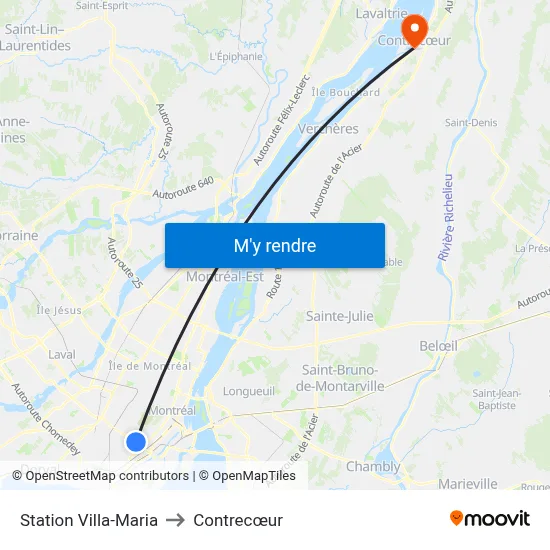 Station Villa-Maria to Contrecœur map