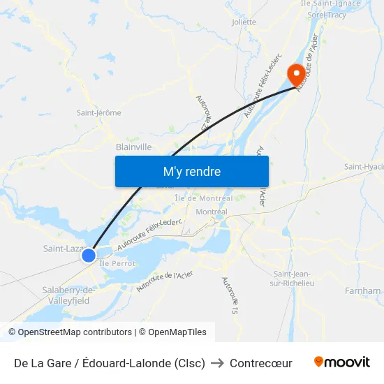 De La Gare / Édouard-Lalonde (Clsc) to Contrecœur map