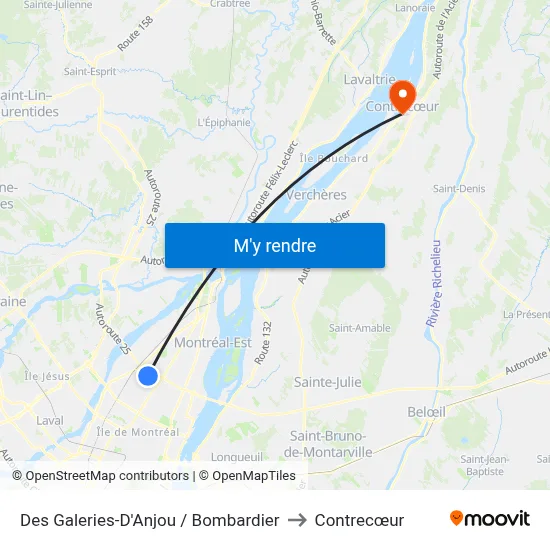 Des Galeries-D'Anjou / Bombardier to Contrecœur map