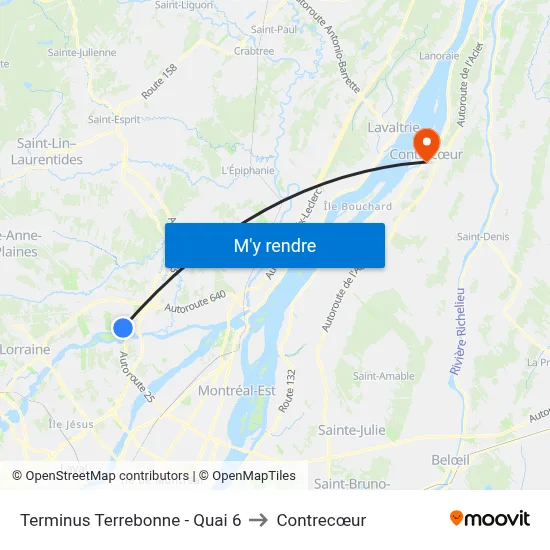 Terminus Terrebonne - Quai 6 to Contrecœur map