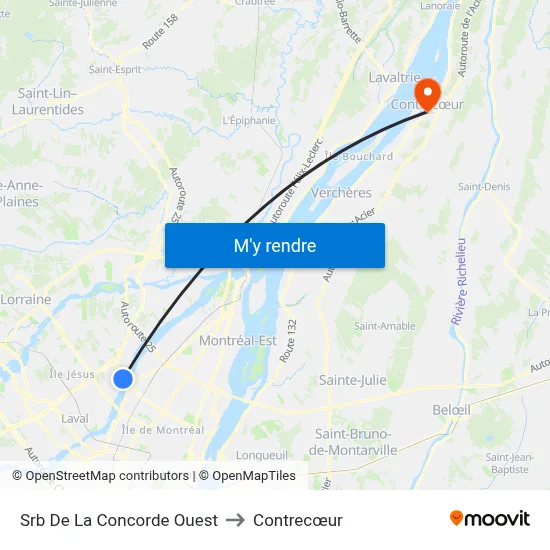 Srb De La Concorde Ouest to Contrecœur map