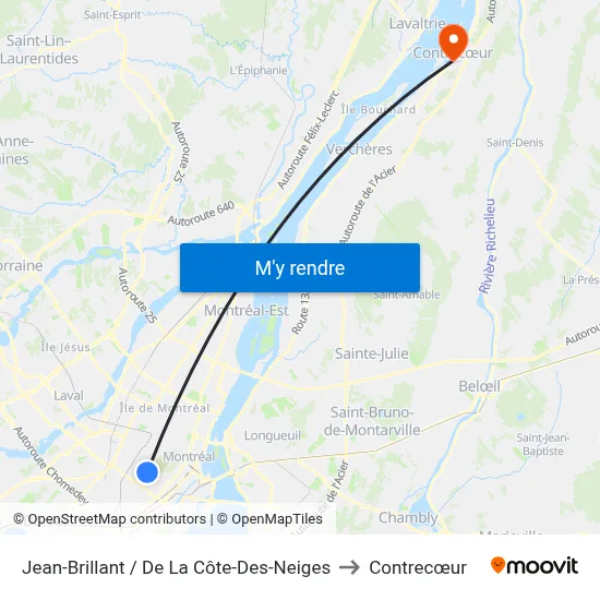 Jean-Brillant / De La Côte-Des-Neiges to Contrecœur map