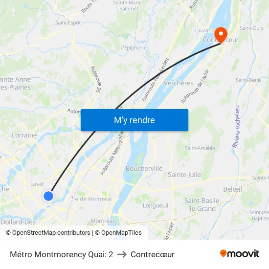 Métro Montmorency Quai: 2 to Contrecœur map