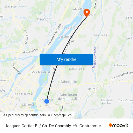 Jacques-Cartier E. / Ch. De Chambly to Contrecœur map