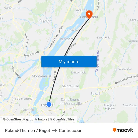 Roland-Therrien / Bagot to Contrecœur map