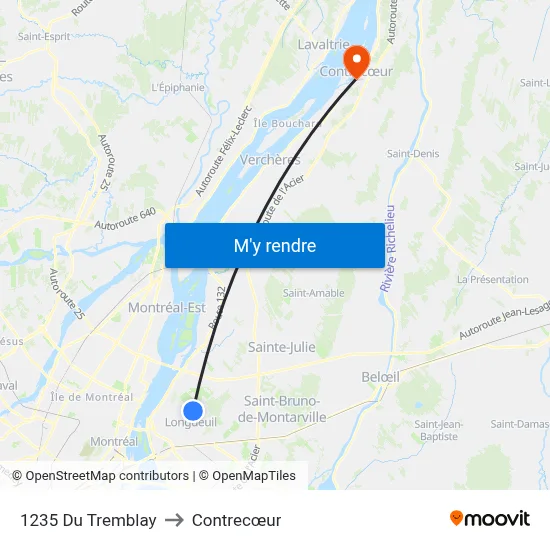 1235 Du Tremblay to Contrecœur map