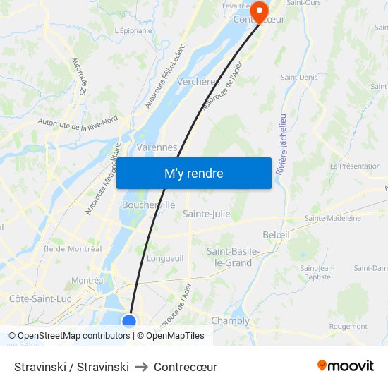 Stravinski / Stravinski to Contrecœur map