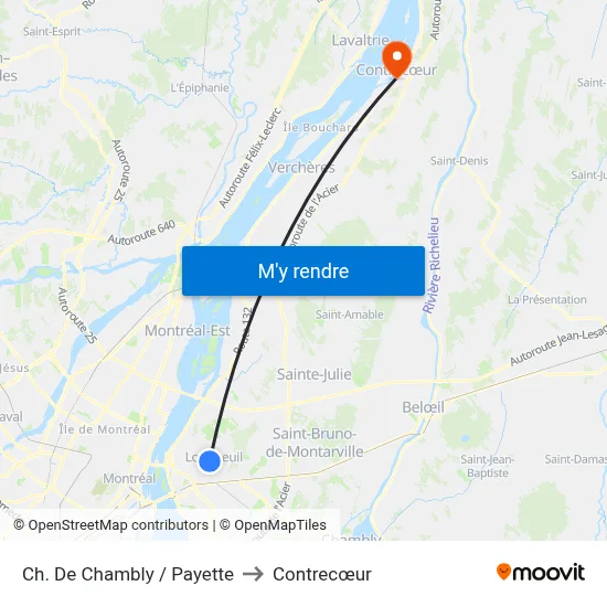 Ch. De Chambly / Payette to Contrecœur map