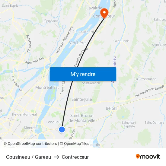 Cousineau / Gareau to Contrecœur map