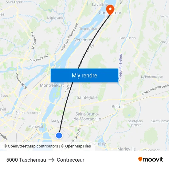 5000 Taschereau to Contrecœur map