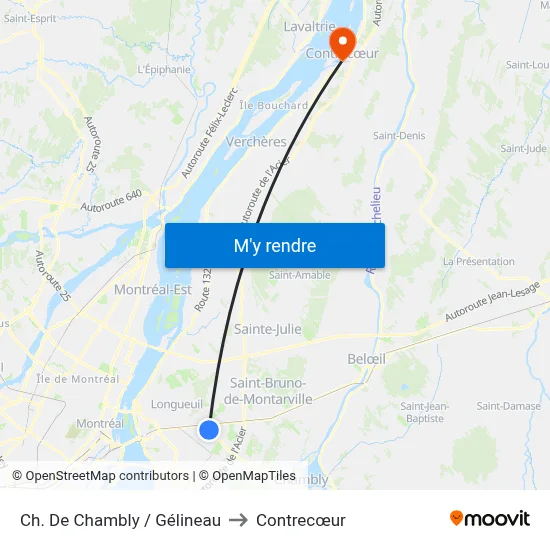 Ch. De Chambly / Gélineau to Contrecœur map