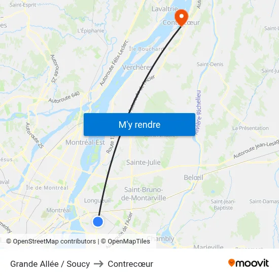 Grande Allée / Soucy to Contrecœur map