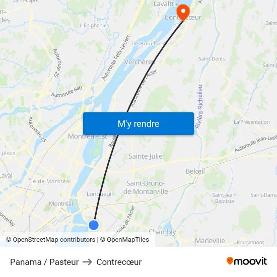 Panama / Pasteur to Contrecœur map