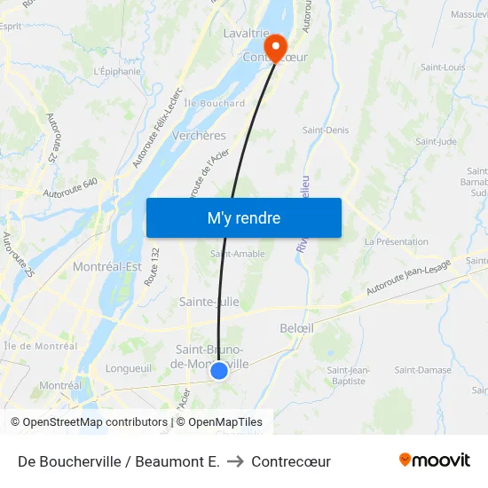 De Boucherville / Beaumont E. to Contrecœur map