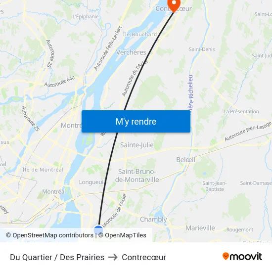 Du Quartier / Des Prairies to Contrecœur map