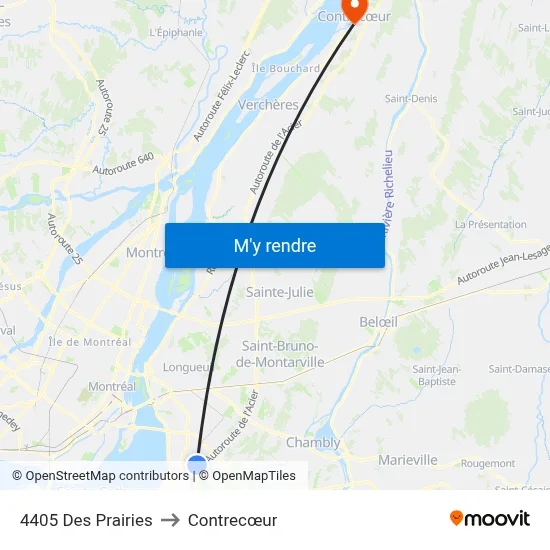 4405 Des Prairies to Contrecœur map