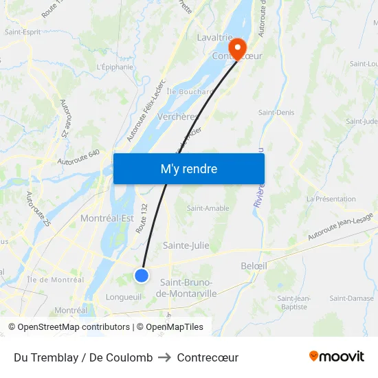 Du Tremblay / De Coulomb to Contrecœur map
