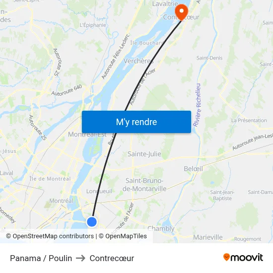 Panama / Poulin to Contrecœur map